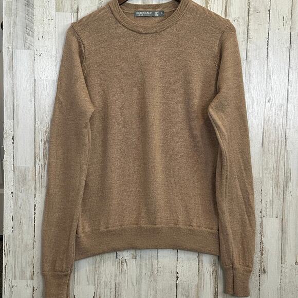 Icebreaker Sweaters - Icebreaker 100% Merino Wool Sweater Crew Neck Camel LG Cozy Quiet Luxury